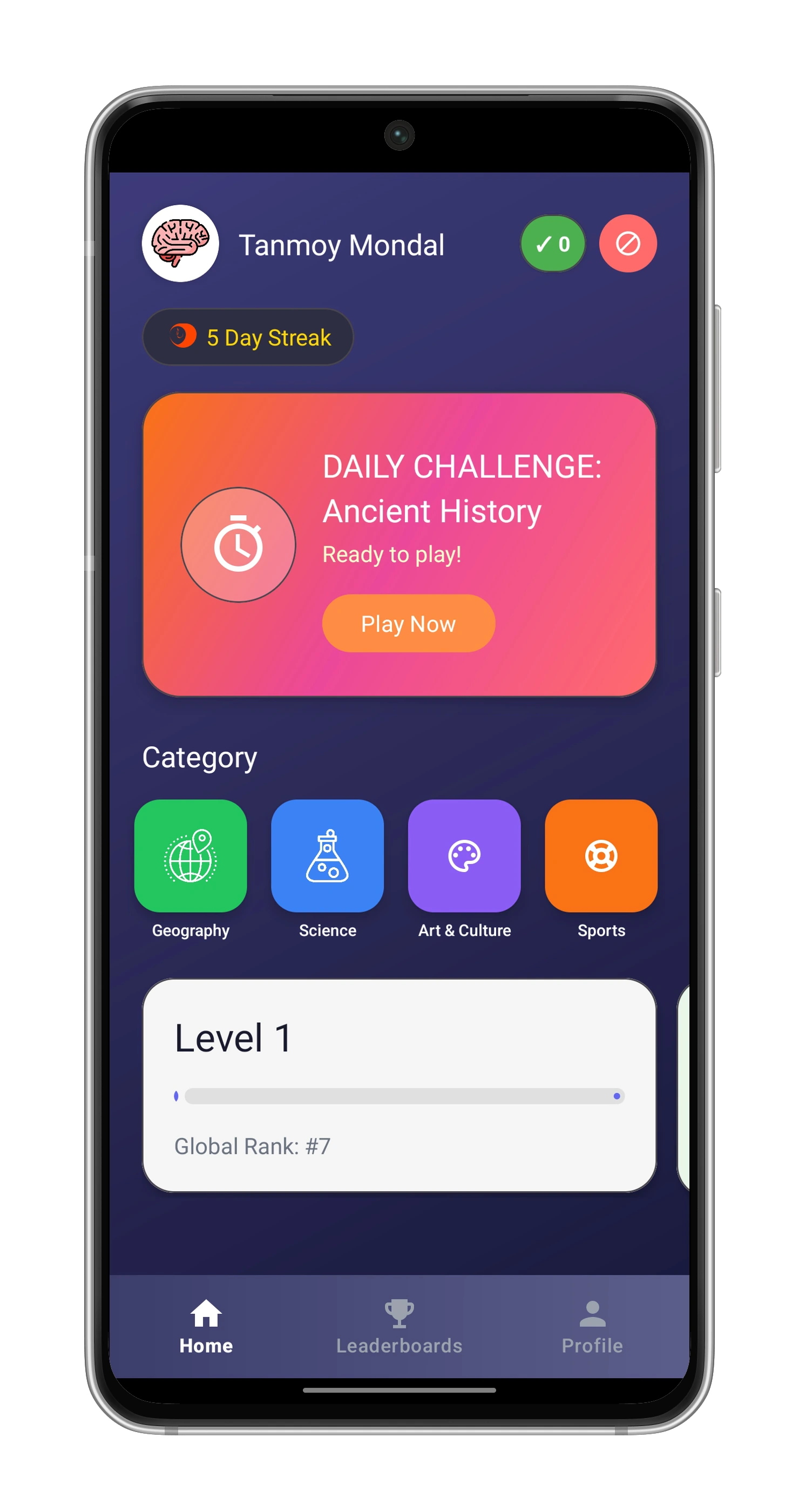 MCQ Solvear Home Screen